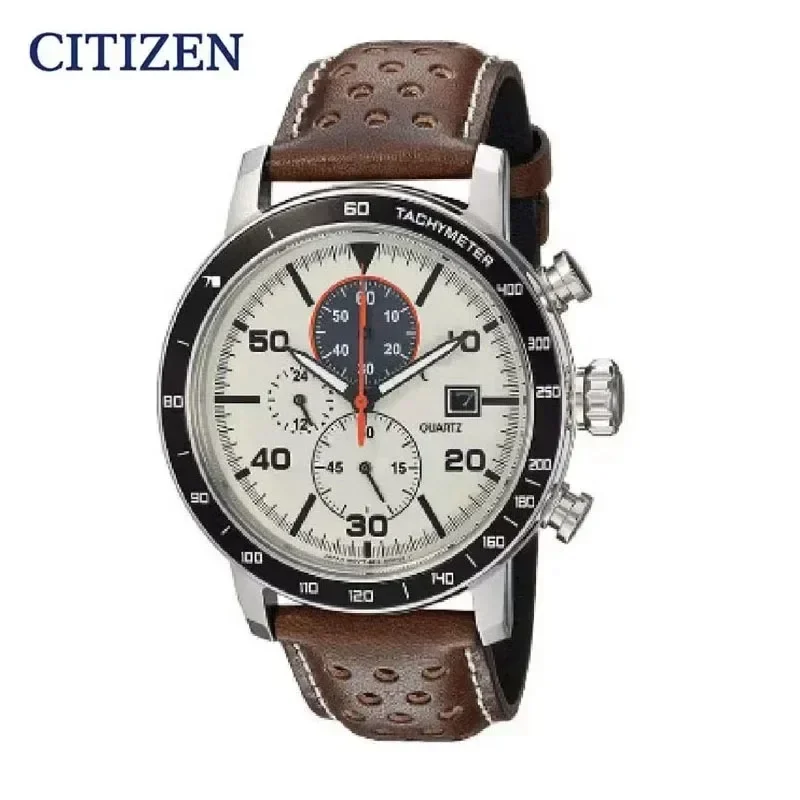 CITIZEN-Montre de sport étanche pour homme, chronographe à quartz de luxe, horloges de mode militaire, montre-bracelet en acier inoxydable