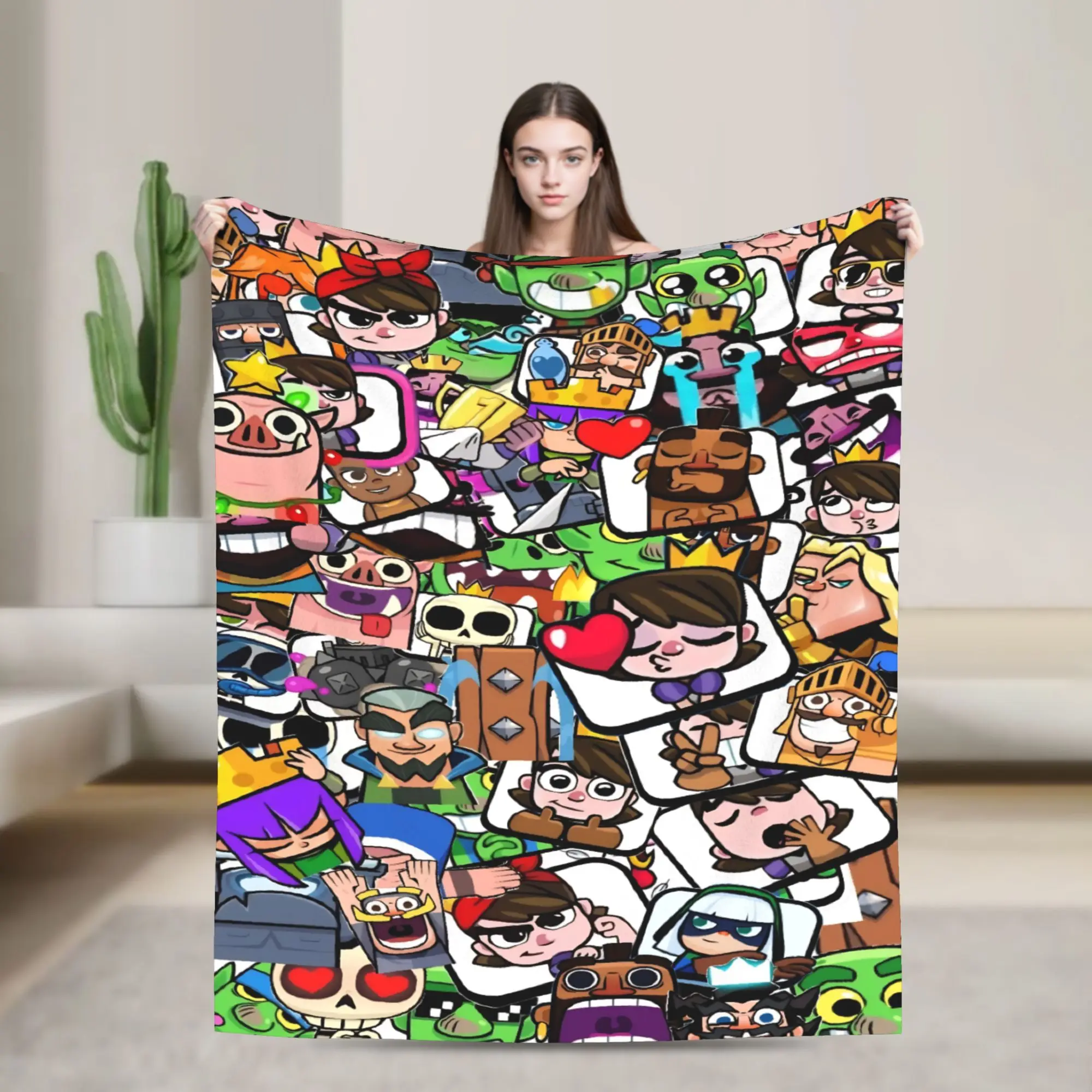 بطانية من الفلانيل ذات طابع لعبة Clash Royale، ناعمة ومريحة ودافئة، متوفرة لجميع المواسم