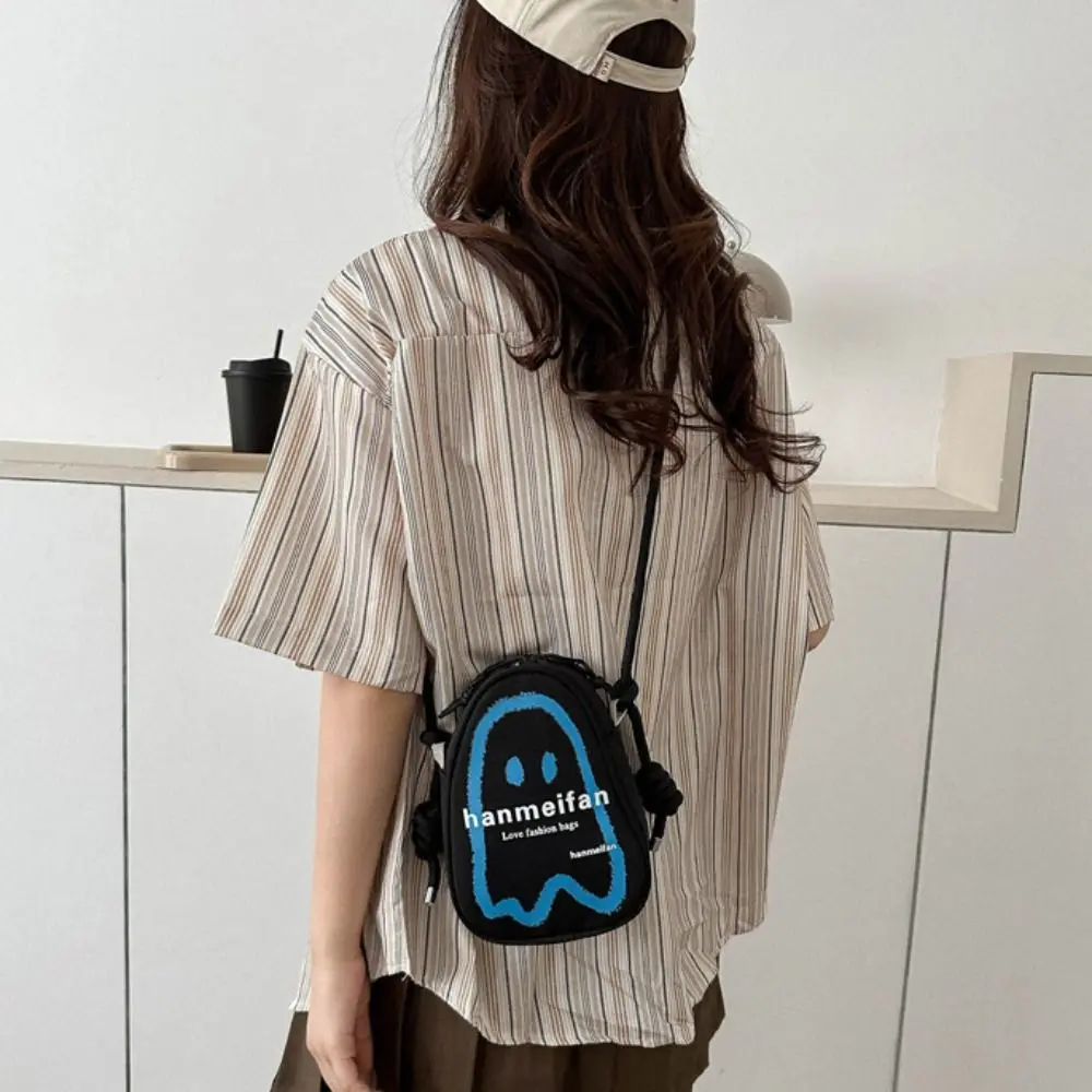 

Retro Coin Purse Ghost Shoulder Bag Mini Solid Color Halloween canvas Crossbody Bag Casual Korean Style Mobile Phone Bag Female