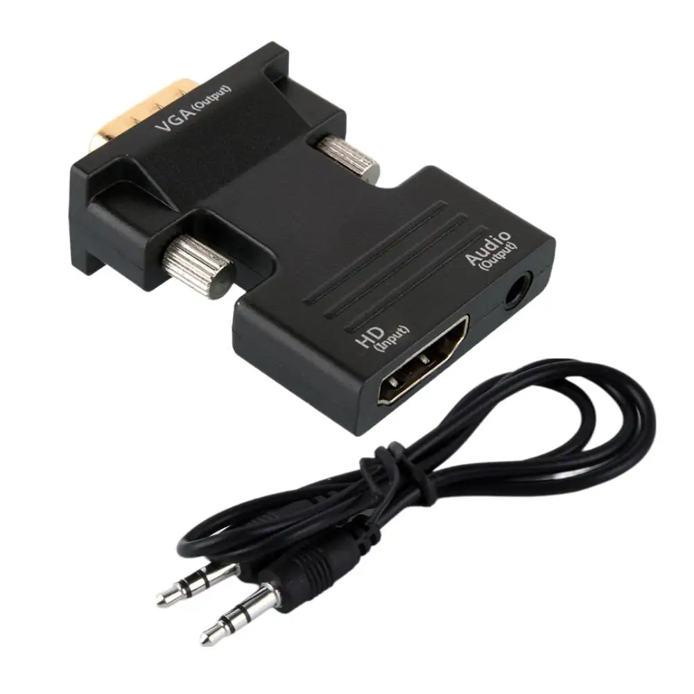 Nuovo maschio a femmina HDMI-compatibile con VGA Adattatore HD 1080P Convertitore cavo audio per PC Laptop TV Box Display del computer Proj B4R3