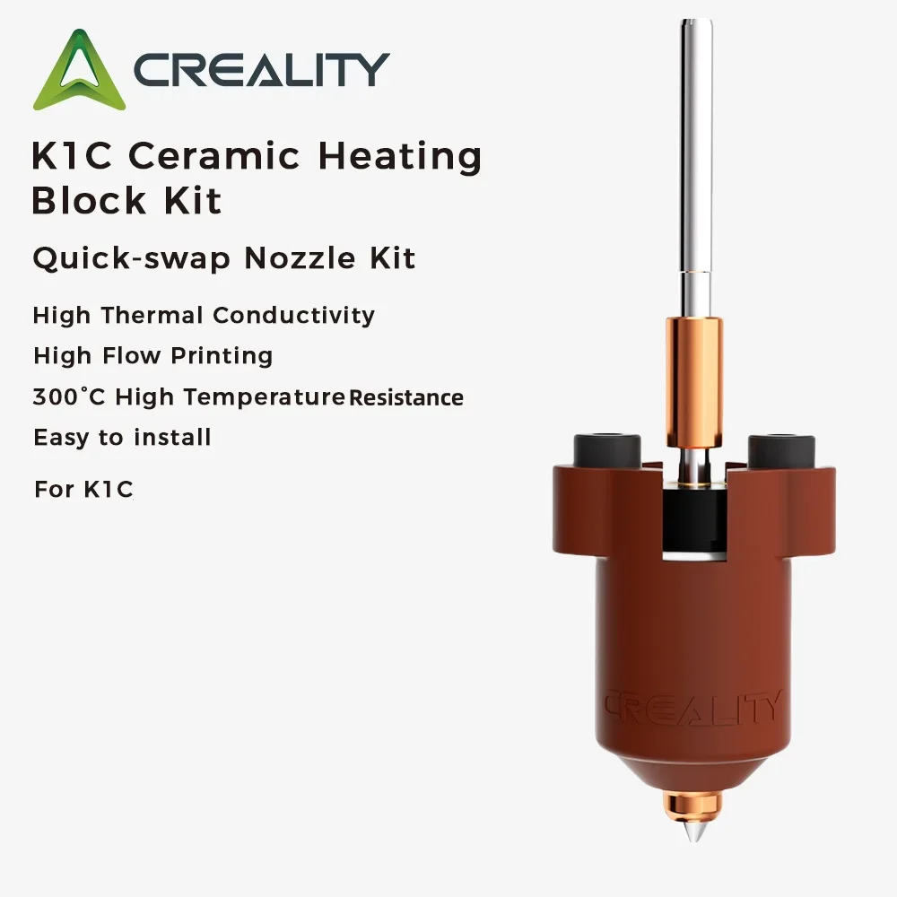 Creality K1C Ceramic Heating Block Kit 600mm/s High-speed Printing 300°C High Tem 0.4mm Heating Quick-swap Nozzle for K1C