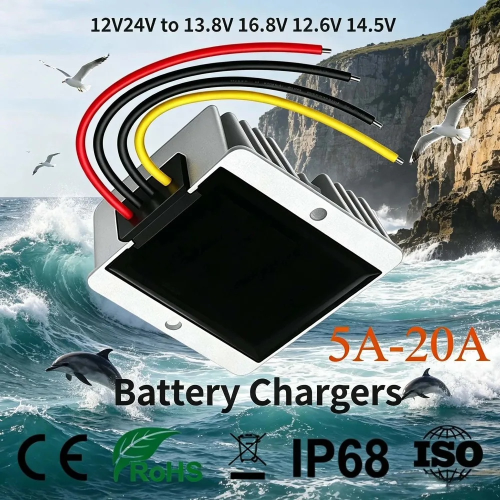 9V-36V 12V24V to 16.8V 13.8V 12.6V 14.5V 5A-20A 12V Boost Lithium Battery Chargers DC DC Charger BUCK For Dual-battery System