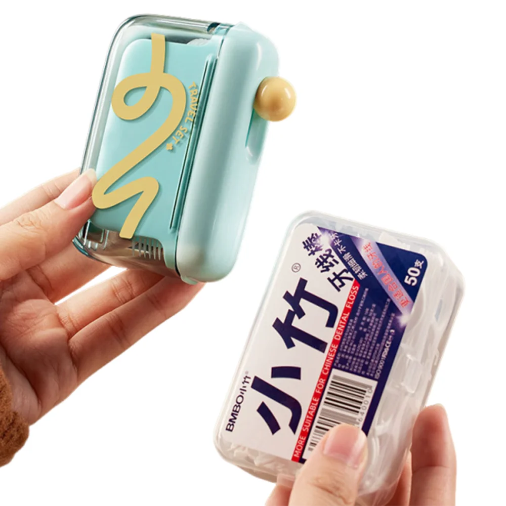 

Creativity Automatic Pop Dental Floss Box Press-on Dustproof Mini Teeth Stick Case Reusable Portable Floss Stick Storage Box