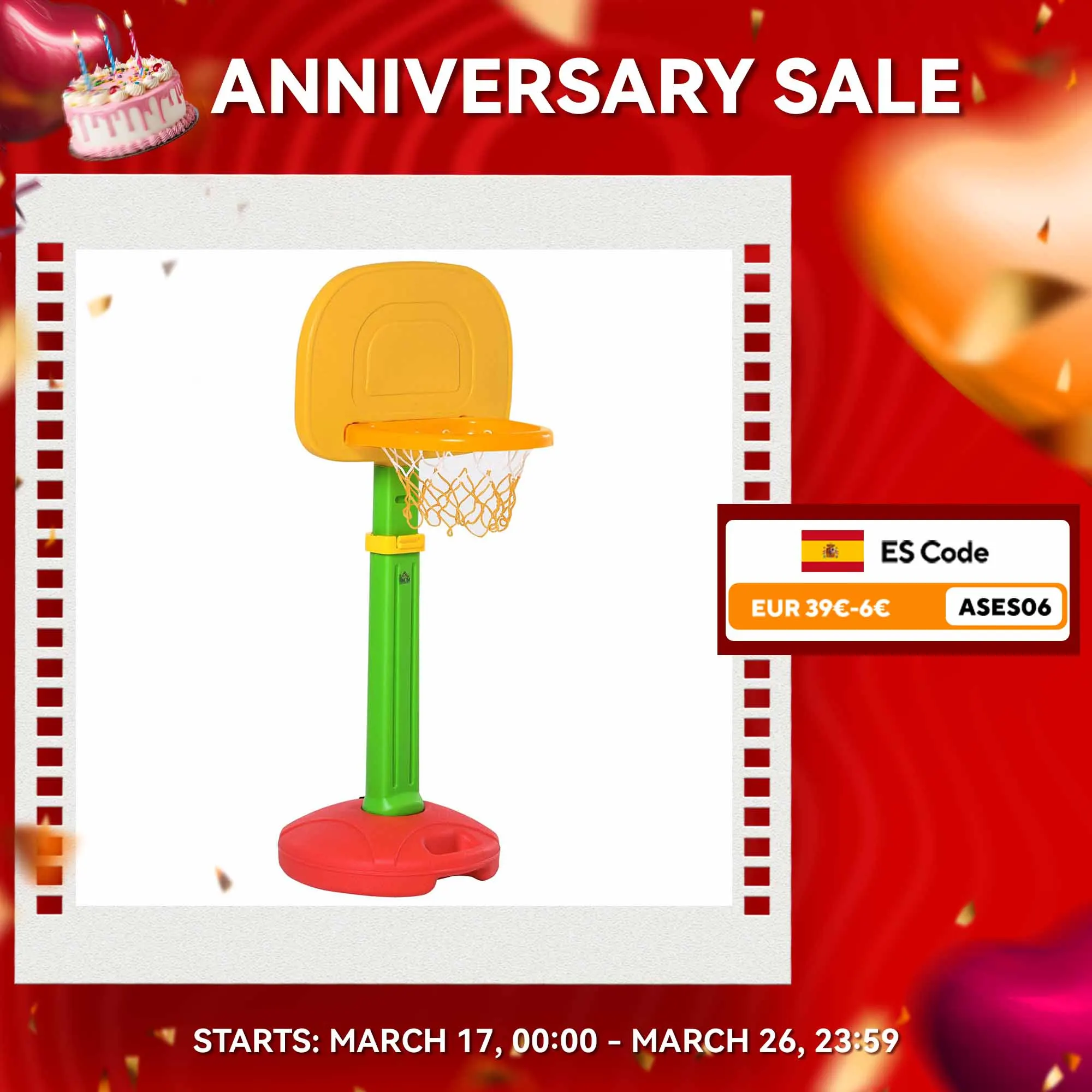 Cesto da basket per bambini HOMCOM con 2 palline regolabili in altezza e gonfiatore