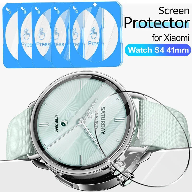 1-4PCS Auto Alignment Kit Tempered Glass Film For Xiaomi Mi Watch S4 41mm Smartwatch Screen Protectors For Xiaomi Watch S4 41MM