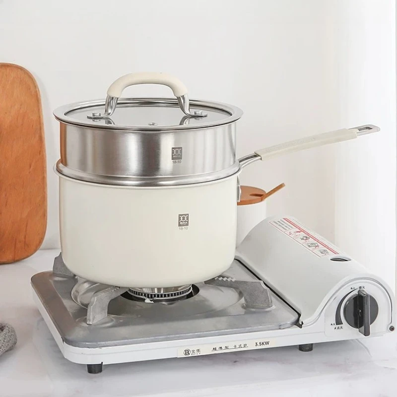 LMM ceramic small milk pot stainless steel complementary food cooking noodles hot milk soup pot