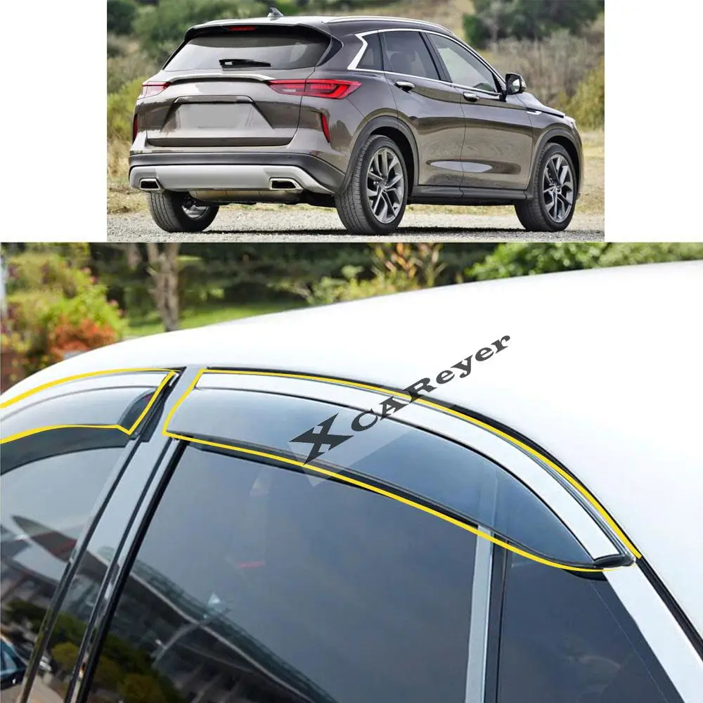 

For INFINITI QX50 2014 2015 2016 2017 2018Car Body Styling Sticker Plastic Window Glass Wind Visor Rain/Sun Guard Vent Parts