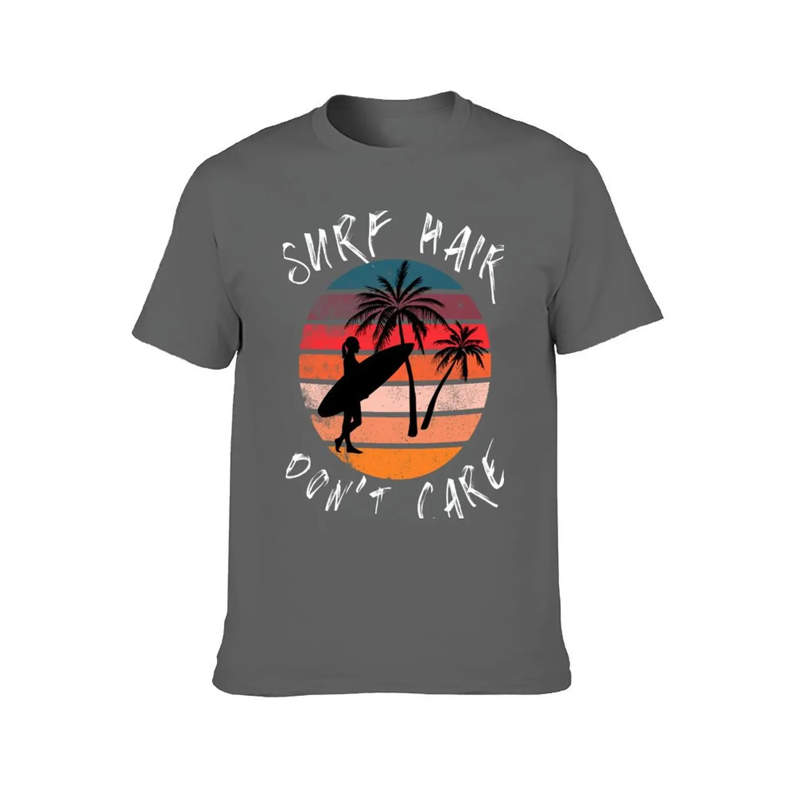 Surf Hair Don't Care Fun Summer Surfing T-Shirt customizeds for a boy custom shirt anime men workout shirt