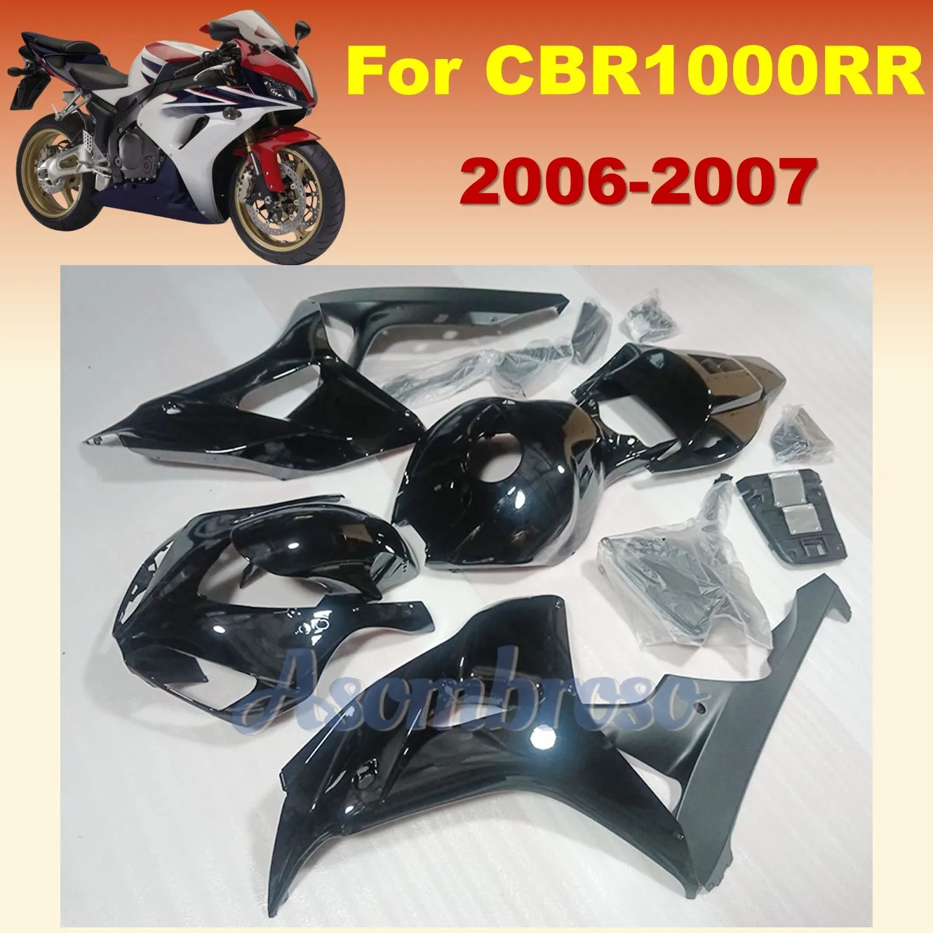 Rebuild Fairing kit For Honda CBR1000 RR 2006 2007 CBR 1000RR 06 07 CBR1000RR gloss/matte black body Protective cover