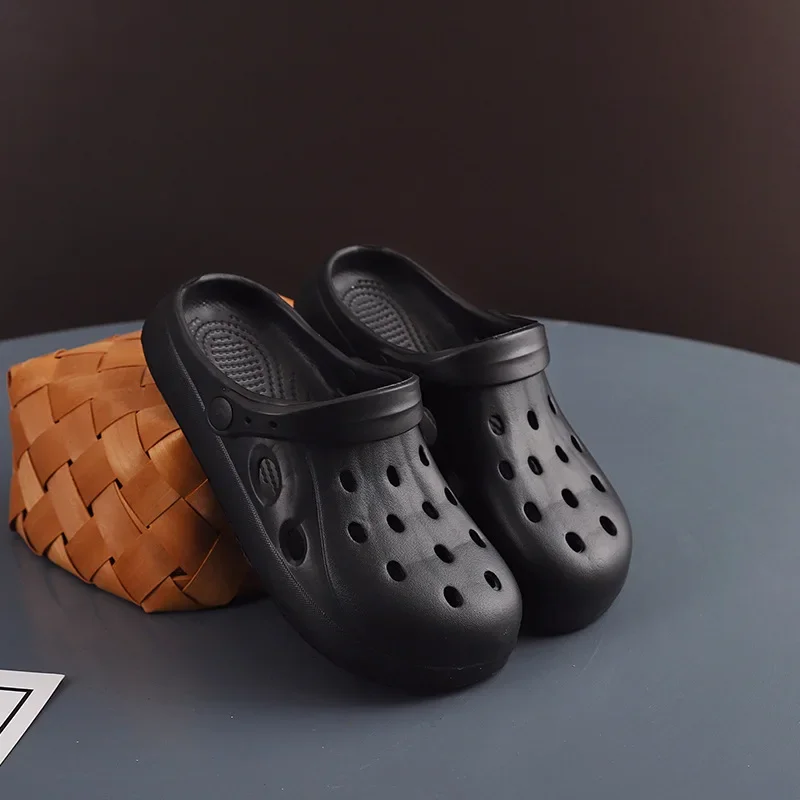 Мужские летние пляжные сандалии унисекс, повседневные садовые сабо, уличные сандалии с широким носком и перекрестием для женщин, нескользящие домашние тапочки для душа