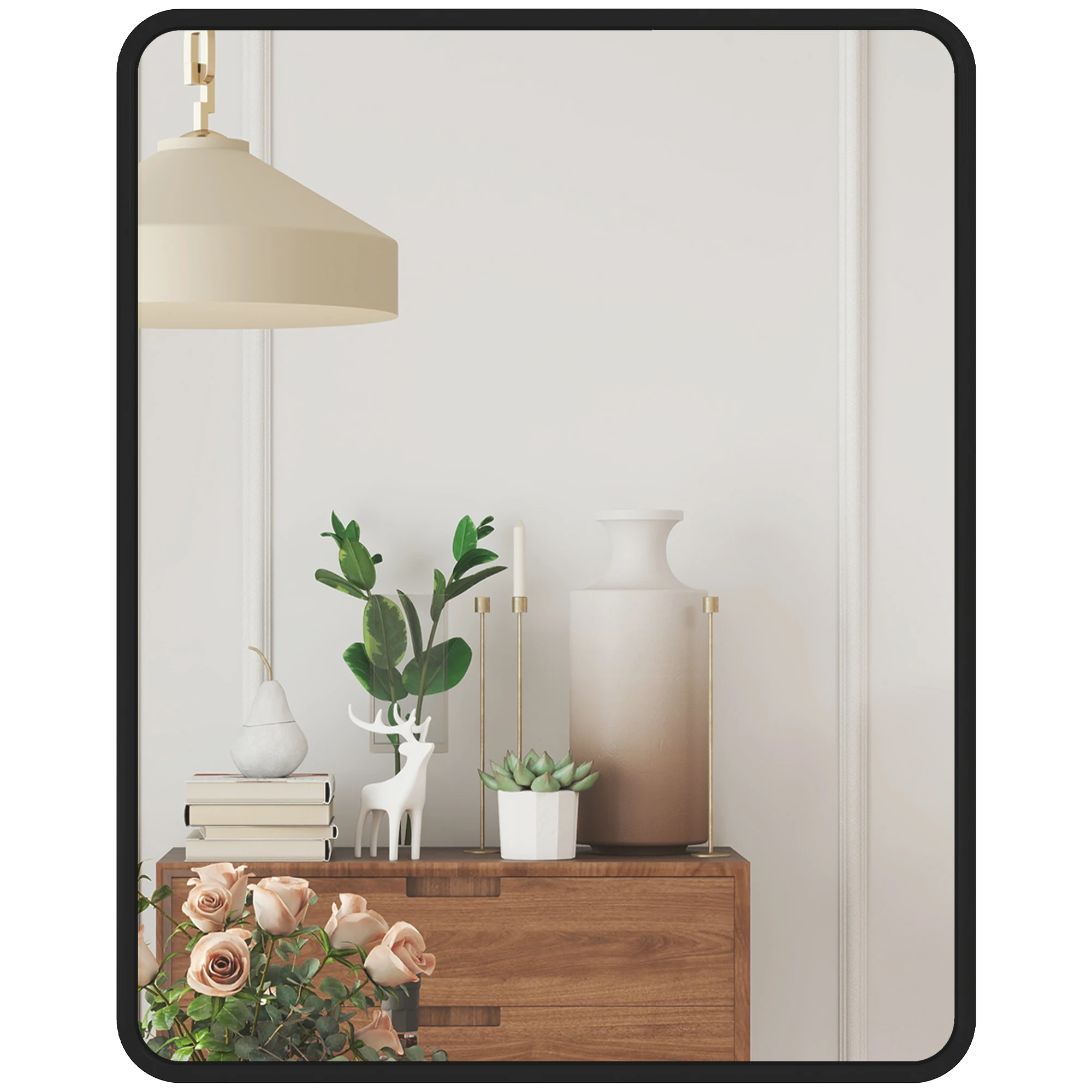 HOMCOM Wandspiegel Rechthoekig 50x40 cm, Moderne decoratieve spiegel met metalen frame voor woonkamer, entree, slaapkamer, Corden