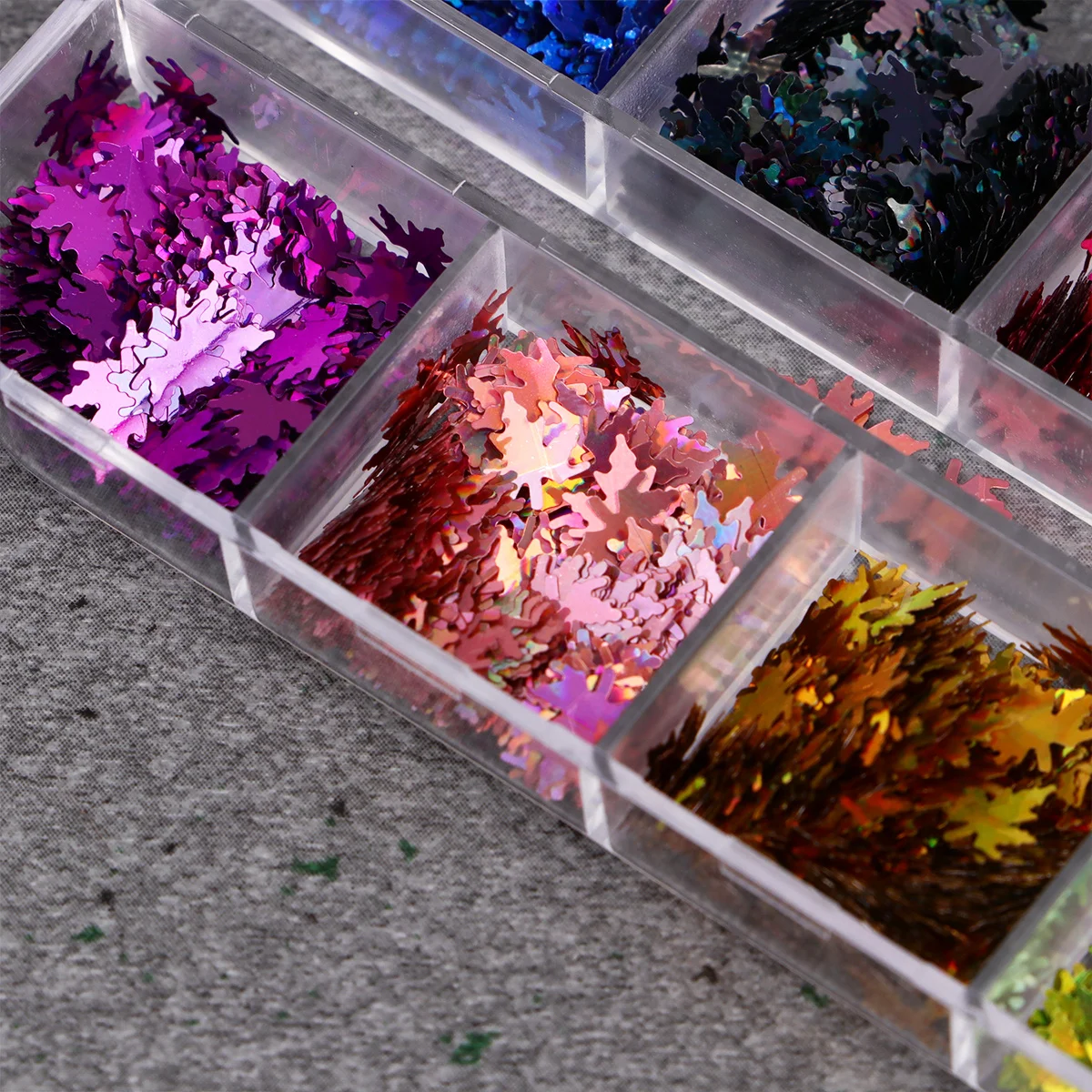 12pçs adesivos de folhas de bordo com lantejoulas para unhas, decalques de arte, decorações de manicure diy para festas, eventos de férias, folhas de bordo, adesivos de unhas