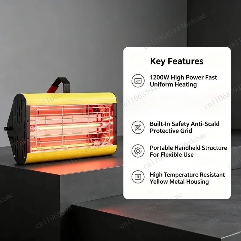 Portable shortwave car baking lamp automatic baking paint dryer 1200-2500W handheld vertical timed temperature control curing
