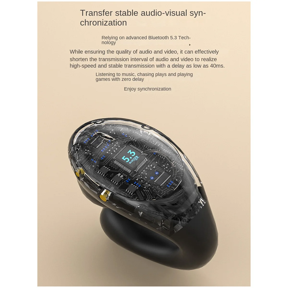 Wireless Headphones Ear Clip Conduction Bluetooth Headset Headphones Works on Smartphones Music Headset