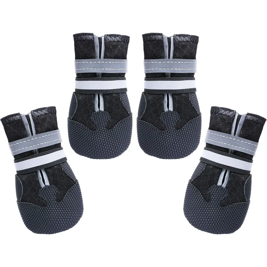 รองเท้าสุนัขตาข่ายระบายอากาศพร้อมพื้นยางนุ่มกันลื่นสำหรับสุนัขขนาดกลางและขนาดใหญ่ ตัวป้องกันอุ้งเท้าที่ดีที่สุดสำหรับการเดินในฤดูร้อนบนพื้นร้อน