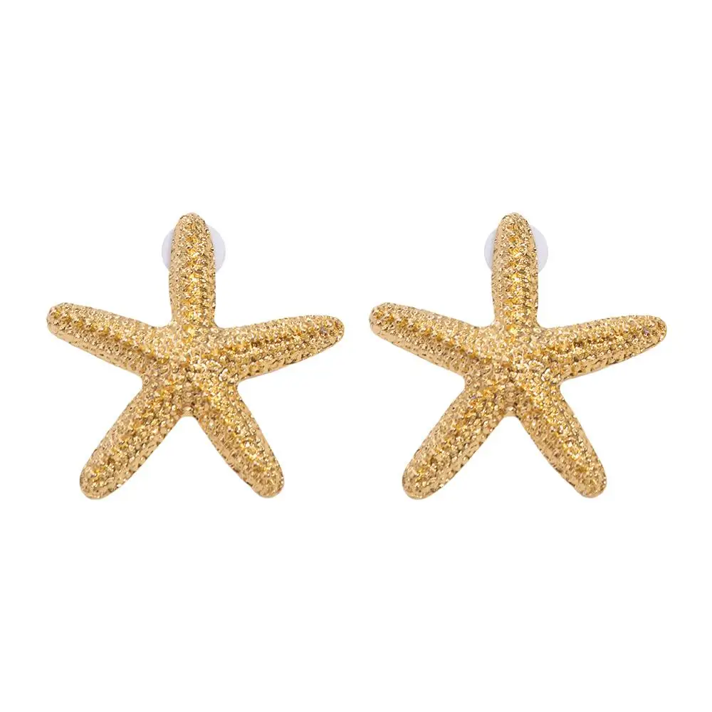 Personality Sliver Starfish Earrings Studs Sea Chic Marine Organism Ear Studs Jewelry Punk Sea Beach Earrings Vacation