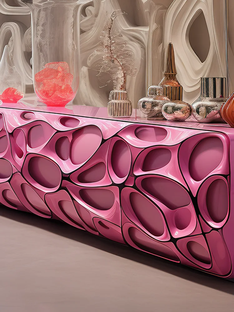 Qili pink dream art TV cabinet Italian style postmodern furniture International Museum TV cabinet