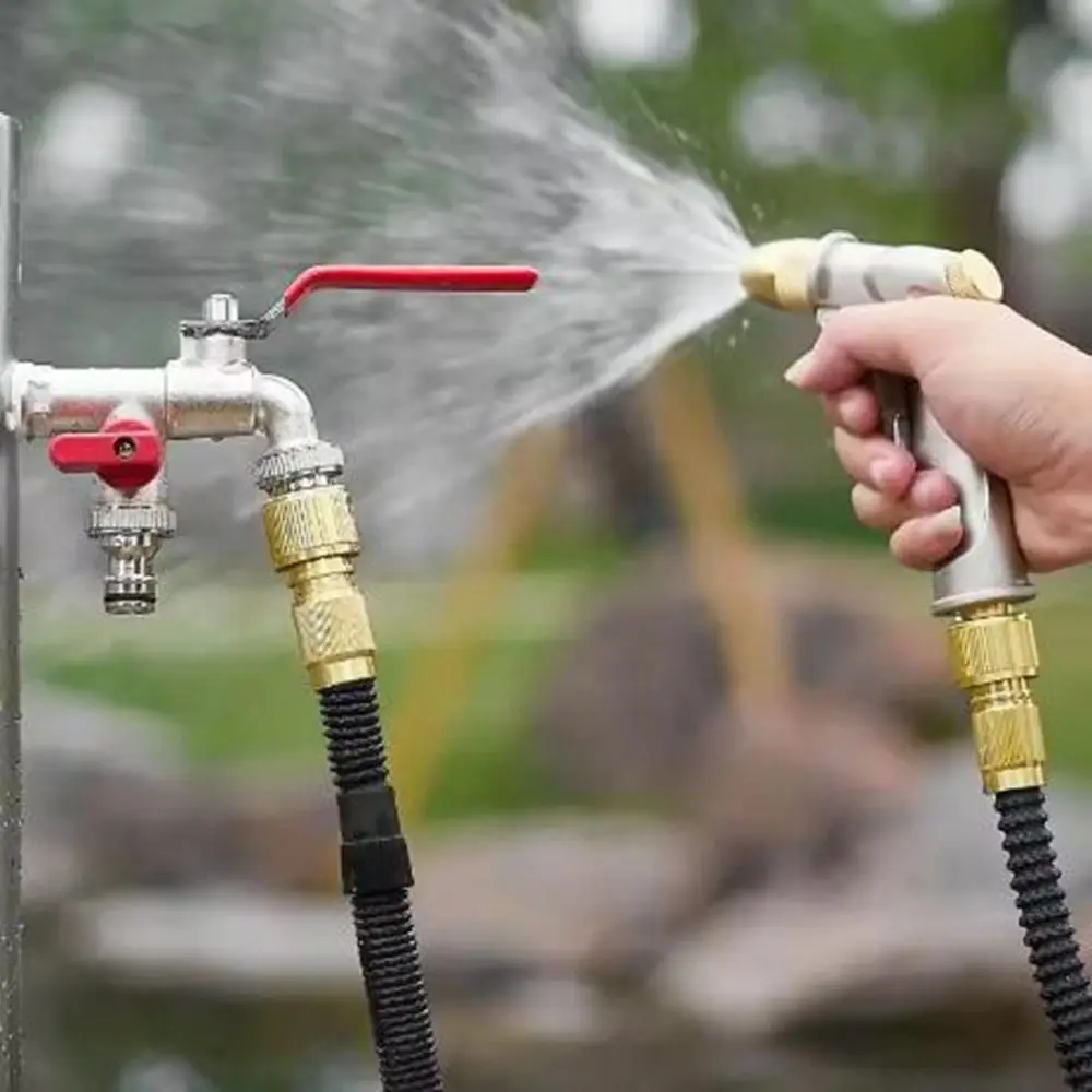 

Zinc Alloy Dual Nipple Faucet 1 Inlet 2 Outlet Universal Double Valve Faucet Easy Turn On/Off Garden Bibcocks Washing Machine