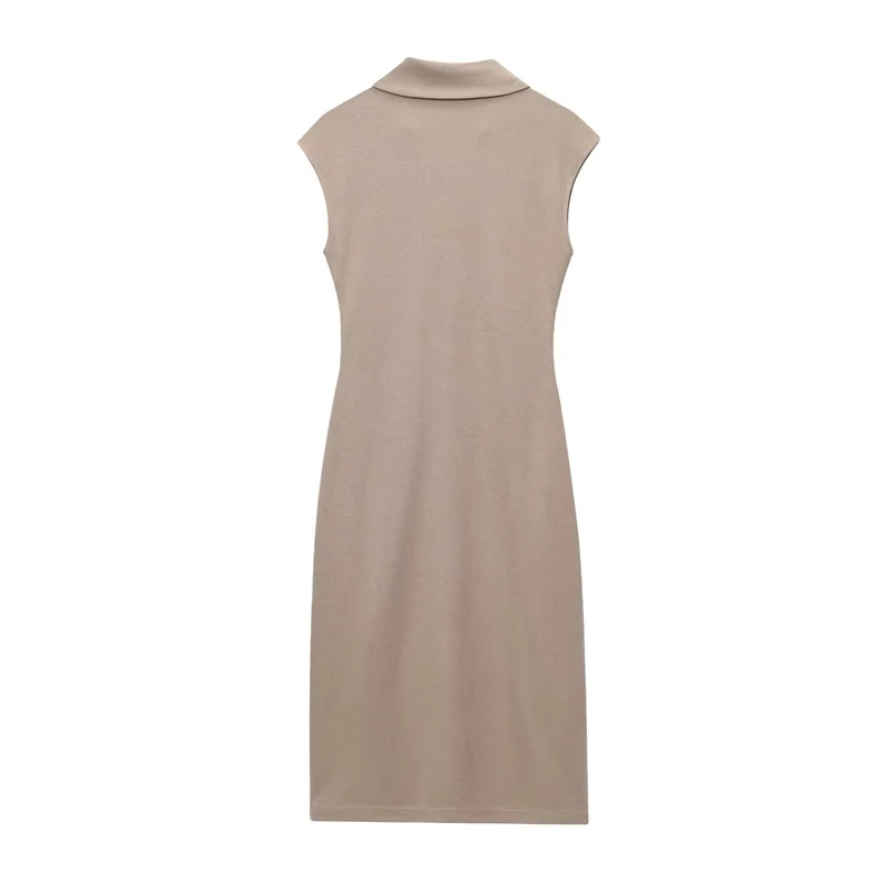 2025 new summer women's fashion slim-fit versatile shirt-style short-sleeved v-neck dress with gold button decoration