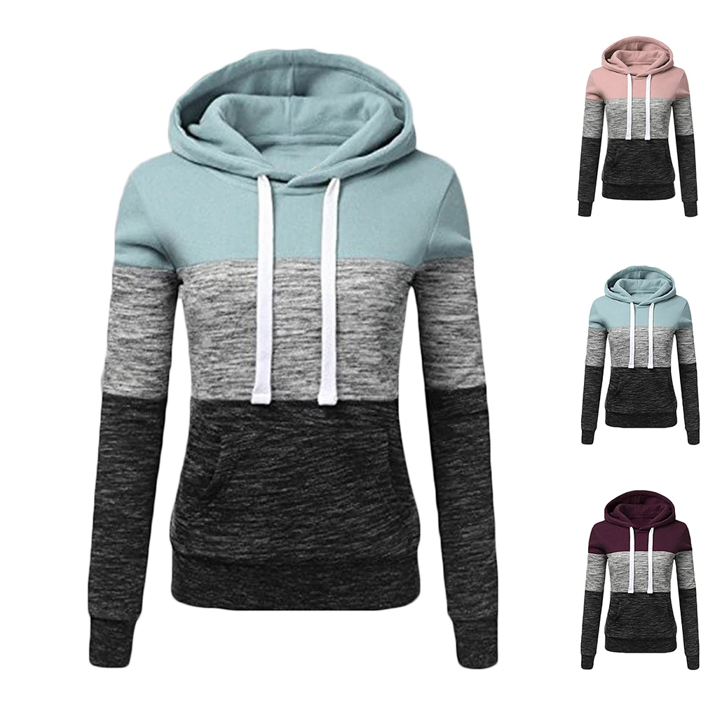 Dames Meisjes Hoodies met trekkoord Patchwork Pocket Hoodies Sweatshirt met capuchon