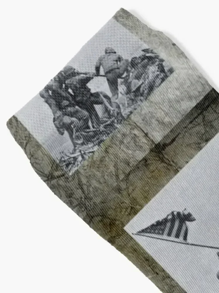 Iwo Jima Vintage Photograph With Distressed Frame Design Socks Rugby Run set Socks Ladies Men's