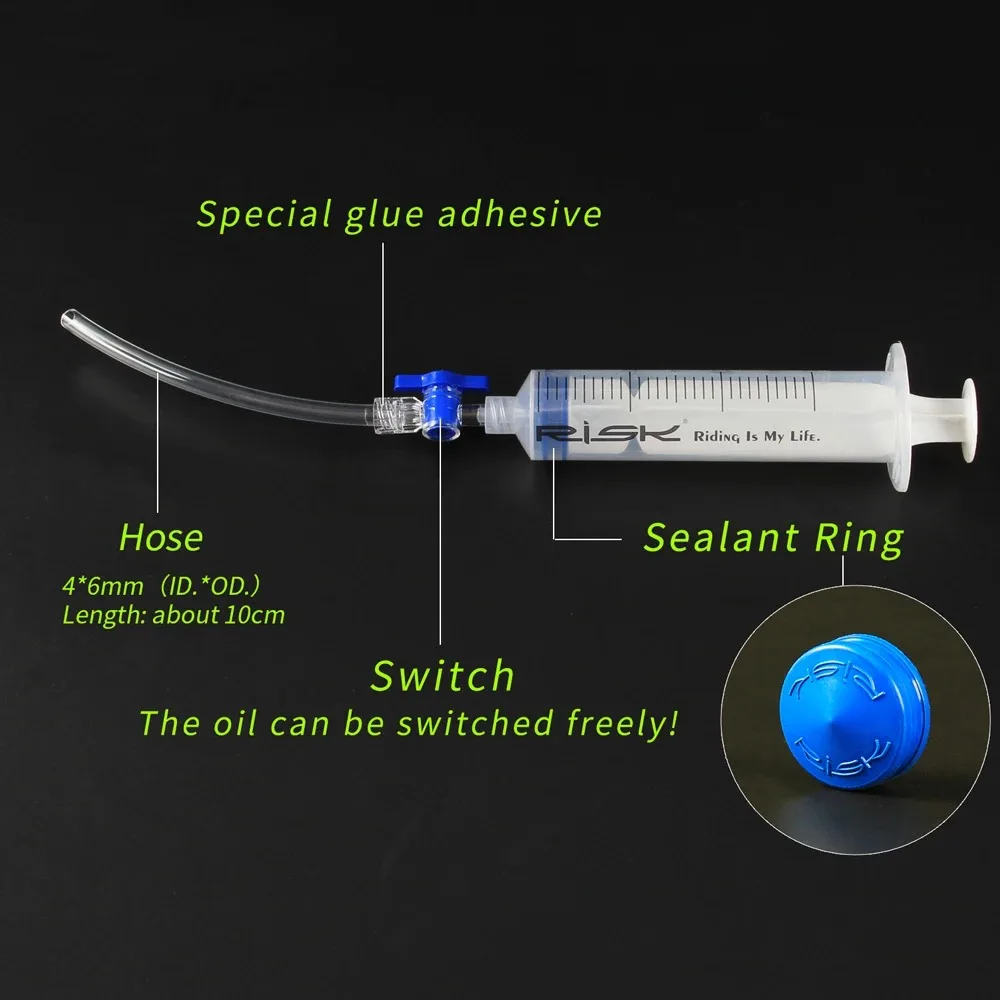 مجموعة تنزف الفرامل الهيدروليكية RISK MTB مع أداة فرامل قرصية بإبرة دقيقة مانعة للتسرب