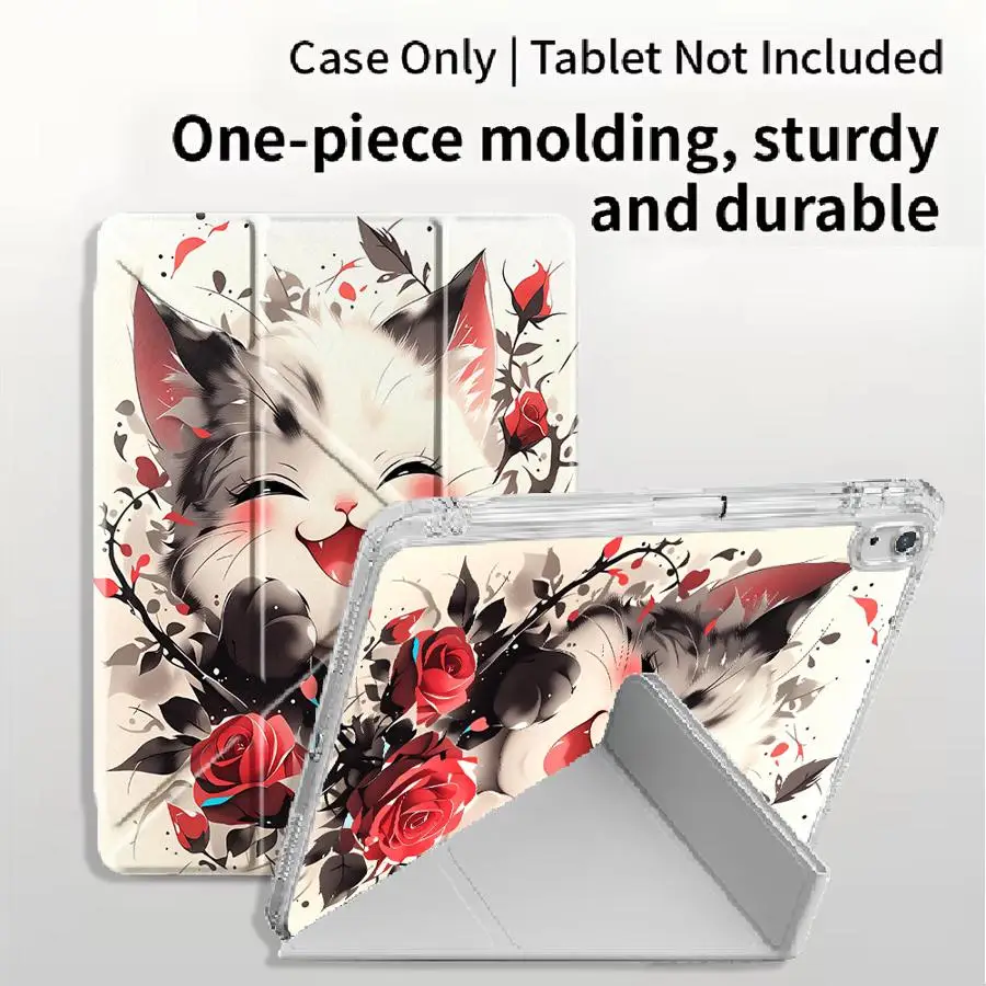 capa-para-tablet-ipad-air-4-5-m3-m2-m4-11-polegadas-mini-6-7-pro-2025-11ª-10ª-9ª-8ª-7ª-129-polegadas-suporte-dobravel-y-fold-gato-e-rosa