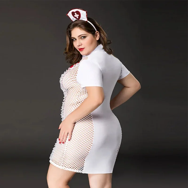 Vestido porno de talla grande para mujer, ropa interior Sexy, uniforme de enfermera, conjunto de lencería Cosplay, ropa erótica, disfraces para juegos de rol sexuales