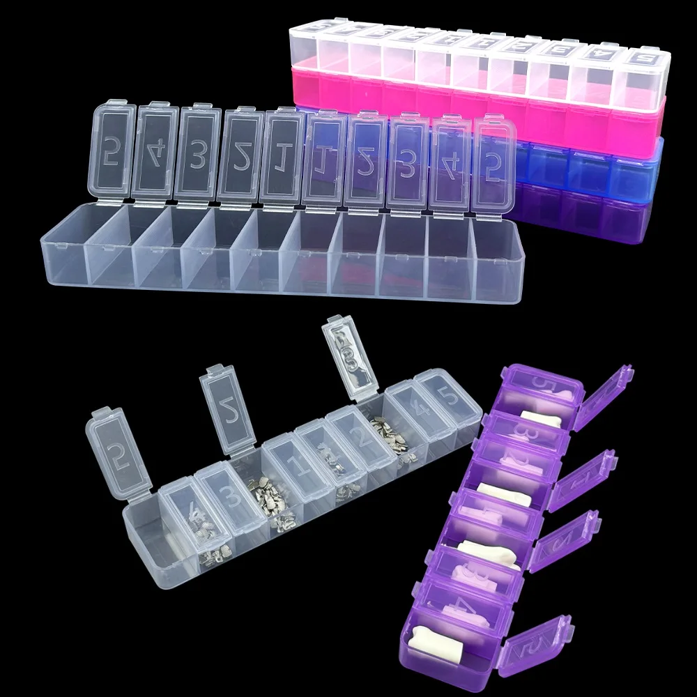 

10 Grids Compartments Storage Box Plastic Organizer For Dental Teeth Crown Orthodontic Brackets Nail Accessories Jewelry Case