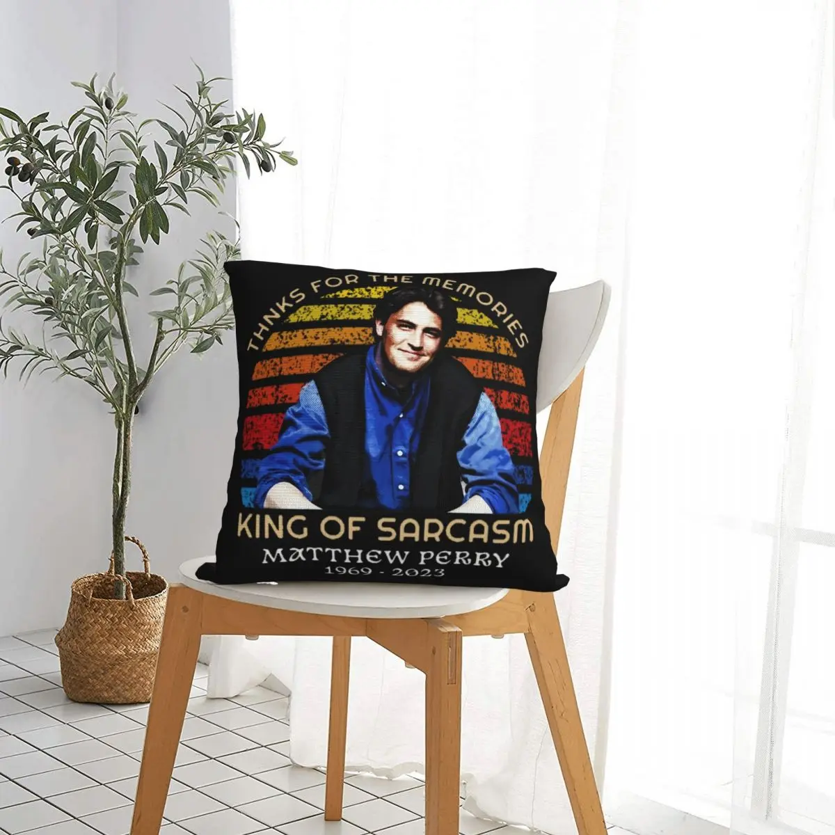 Matthew Perry Thanks For The Memories King Of Sarcasm Square Pillow Case Cushion Cover Zipper Decorative Pillowcase for Home