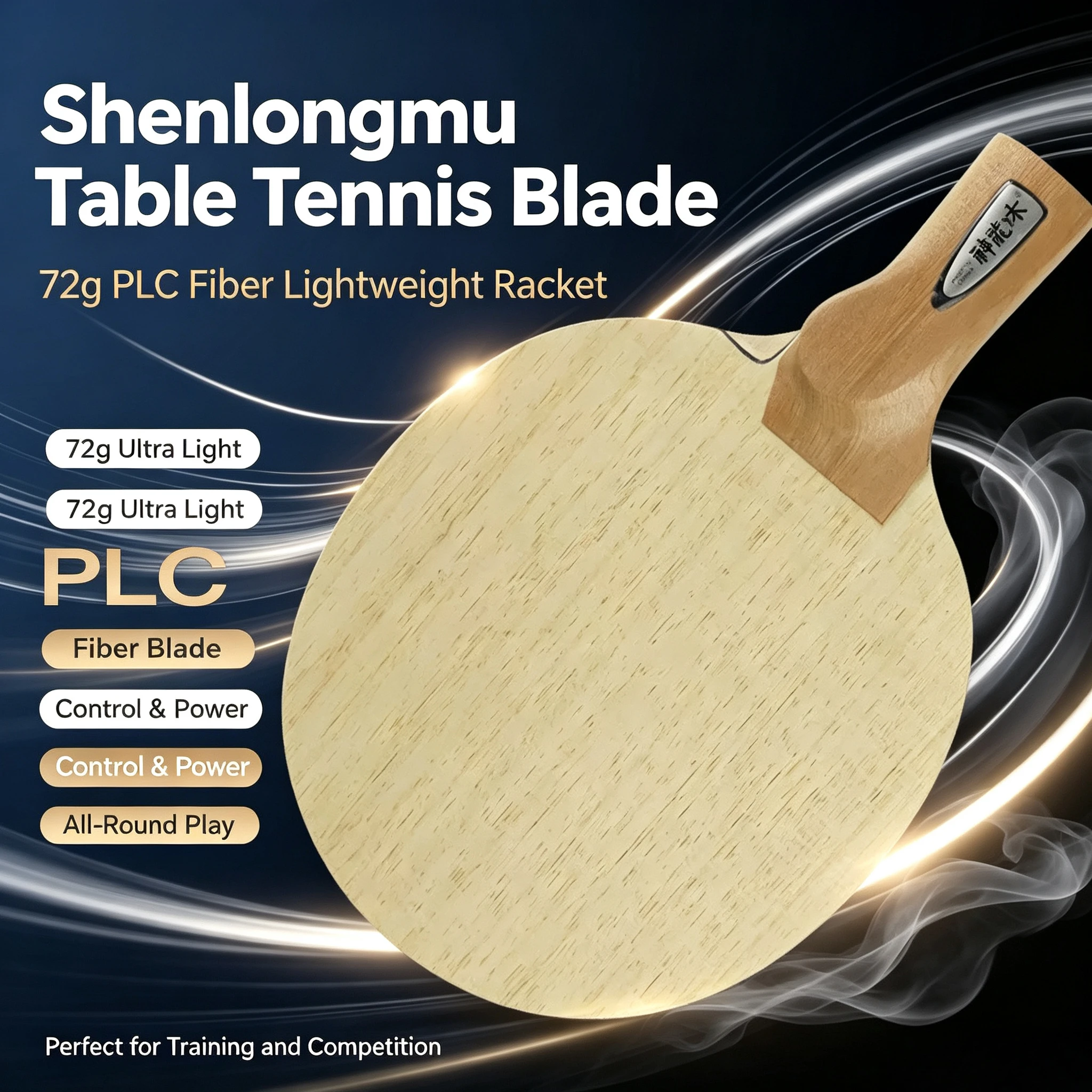 Ultra Light PLC Fiber Table Tennis Blade Chinese & Japanese Penhold Ping Pong Paddle for Training Competition Loop Fast Attack