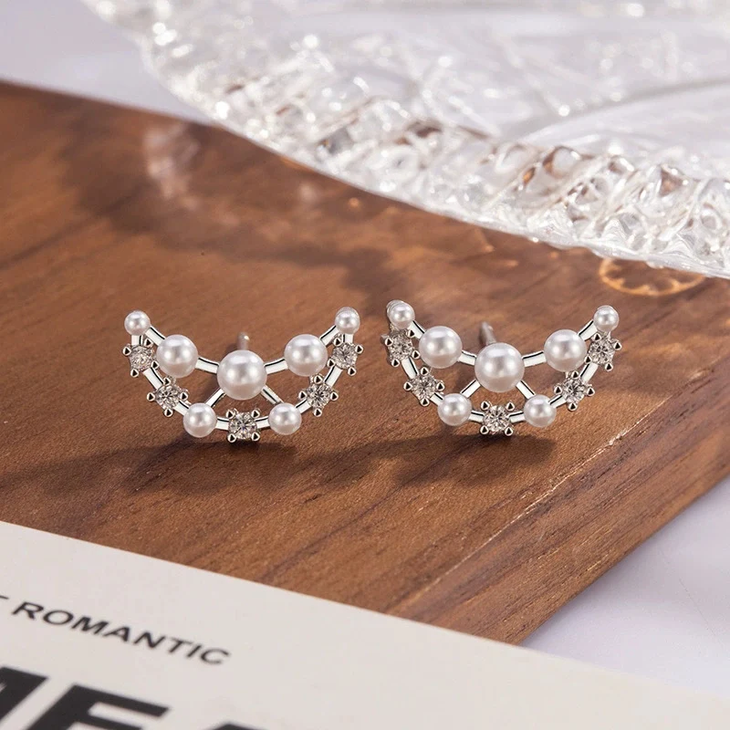 

Женские серьги с французским полумесяцем и жемчугом, новинка 2025, модные уникальные украшения для ушей, темпераментные серьги из серебра 925 пробы KOFSAC