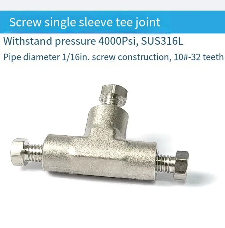 Junta de parafuso de instrumento de aço inoxidável em T de parafuso de 1/16 polegadas HPLC