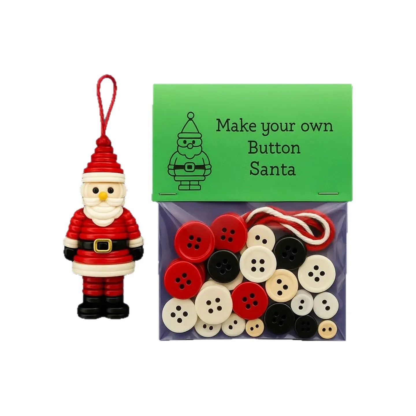 مجموعة زينة رجل الثلج ذات الأزرار DIY، مجموعة زينة أزرار عيد الميلاد الممتعة مع سانتا الملاك، زينة معلقة لعطلة الأسهم