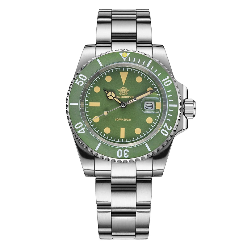 Reloj de cuarzo con calendario ADDIESDIVE para hombre, relojes de pulsera luminosos con bisel de cerámica de acero inoxidable, relojes analógicos de buceo resistentes al agua de 200m