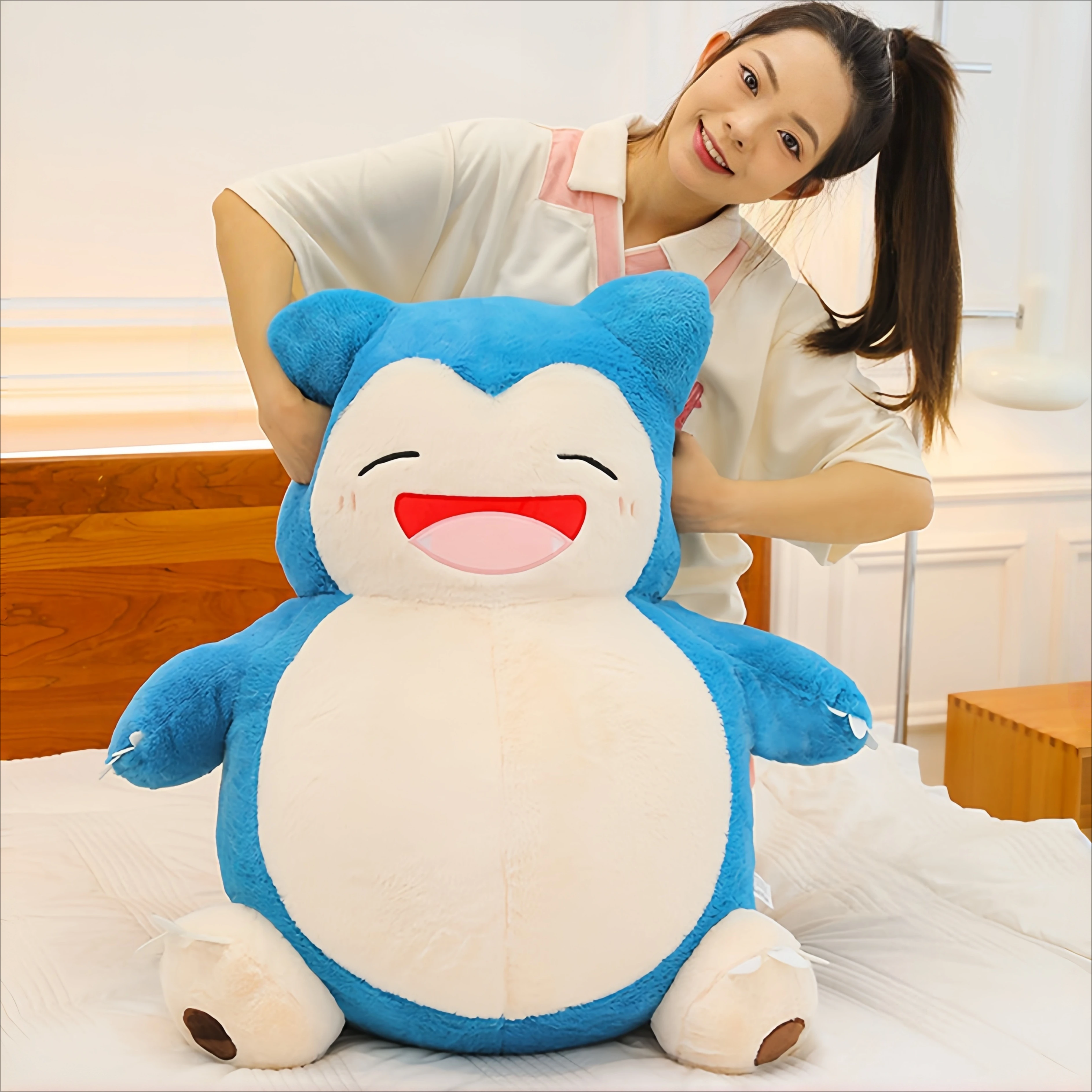 

35/45/65CM Big Size Pokemon Rabbit Fur Snorlax Plushies Cartoon Anime Kawaii Ornament Comfortable Soft Doll Children's Toy Gifts