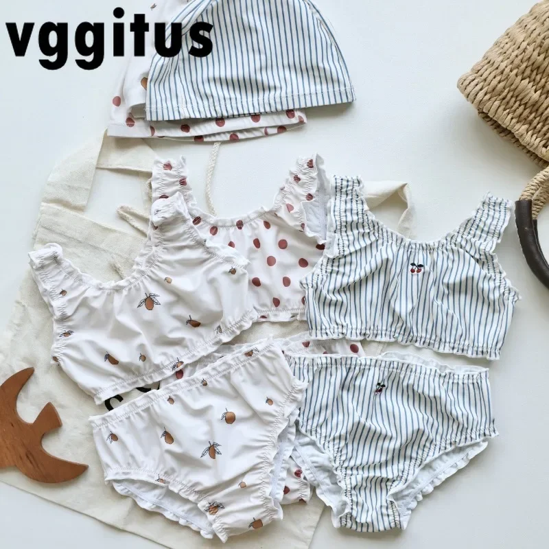 

Summer Girls Cute Print Swimsuit Round Neck Sleeveless Jumpsuit/Split Triangle Swimwear Kids Water Park/Hot Spring Bikini E8132