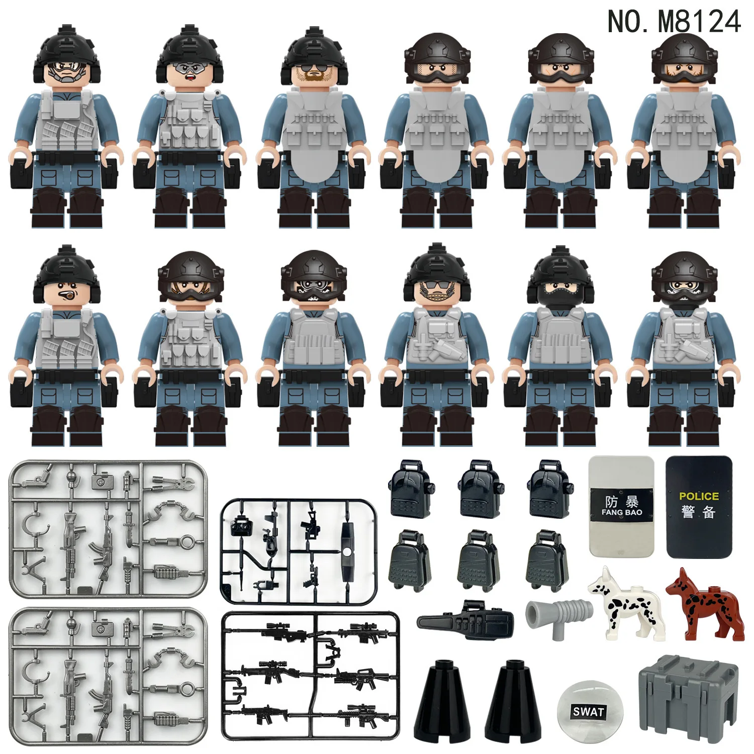 12pcs Building blocks, figures, special police anti-terrorism cheetah commandos, humanoid dolls, children's toys, birthday gift image 3