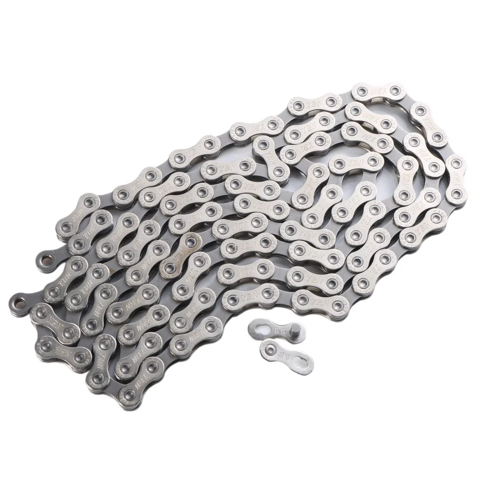 YBN Bike Chain 10/11Speed Silver Non-hollow Smooth Titanium Coated Road MTB Bike Chain For SHIMANO