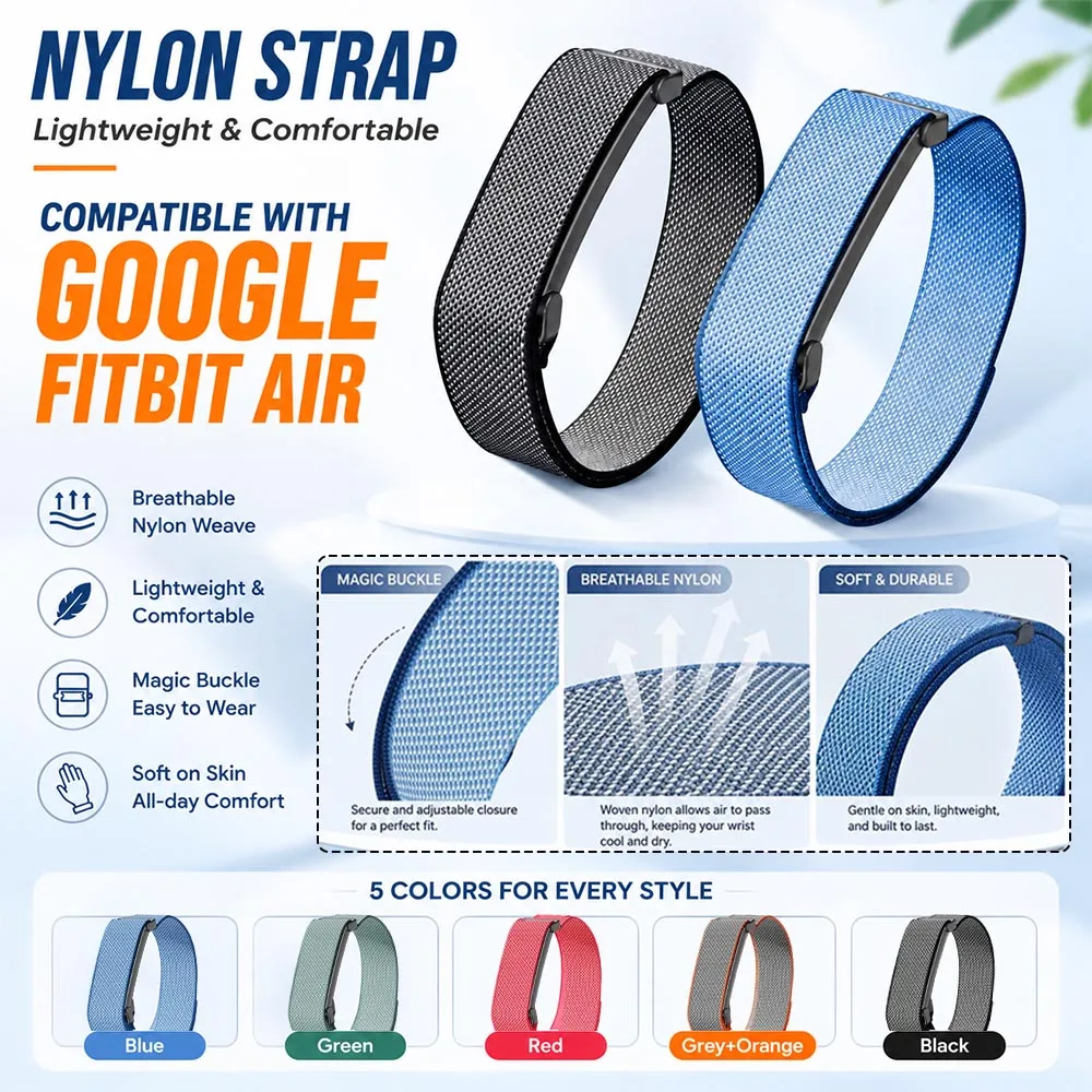 2PC Original Nylon Straps for Google Fitbit Air Watch Straps Fitness Tracker Sports Replacement Band for Google Fitbit Air Band