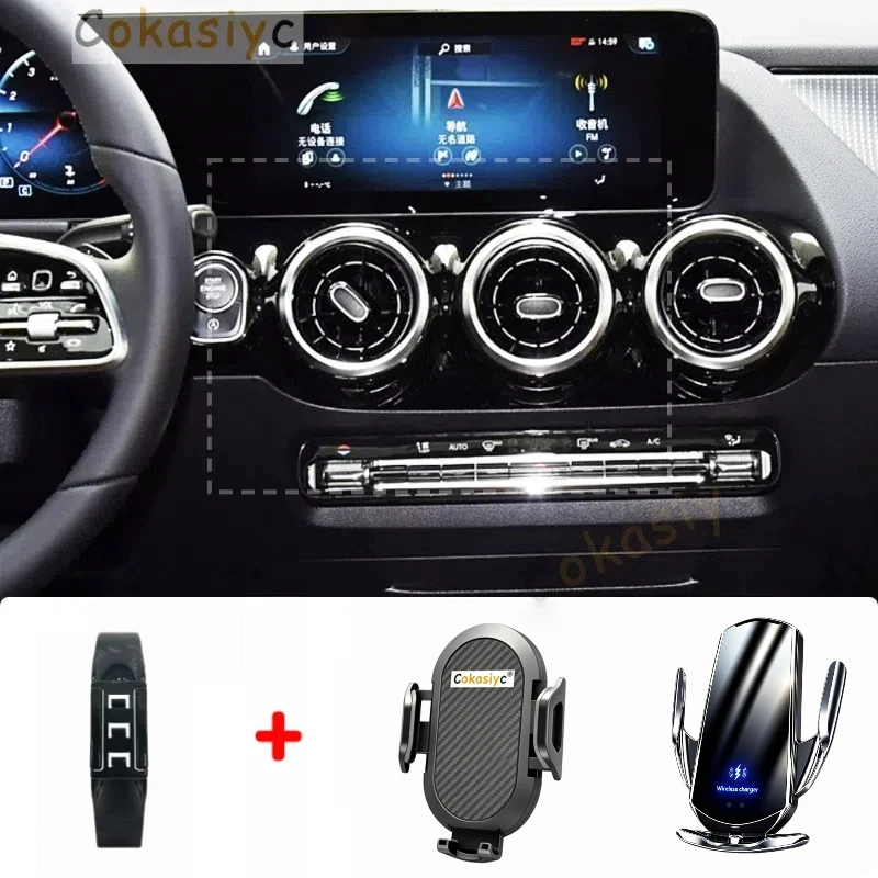 Suporte do telefone do carro para mercedes benz classe b w247 2020 2021 2022-2024 montagens do telefone móvel carro de carregamento sem fio base fixa 