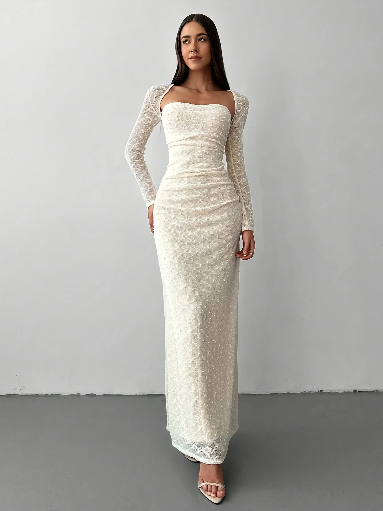 فساتين للنساء موضة كم طويل ياقة مربعة فستان نسائي أنيق نحيف مستقيم فستان نسائي Vestidos De Verano Mujer Q1861 #5