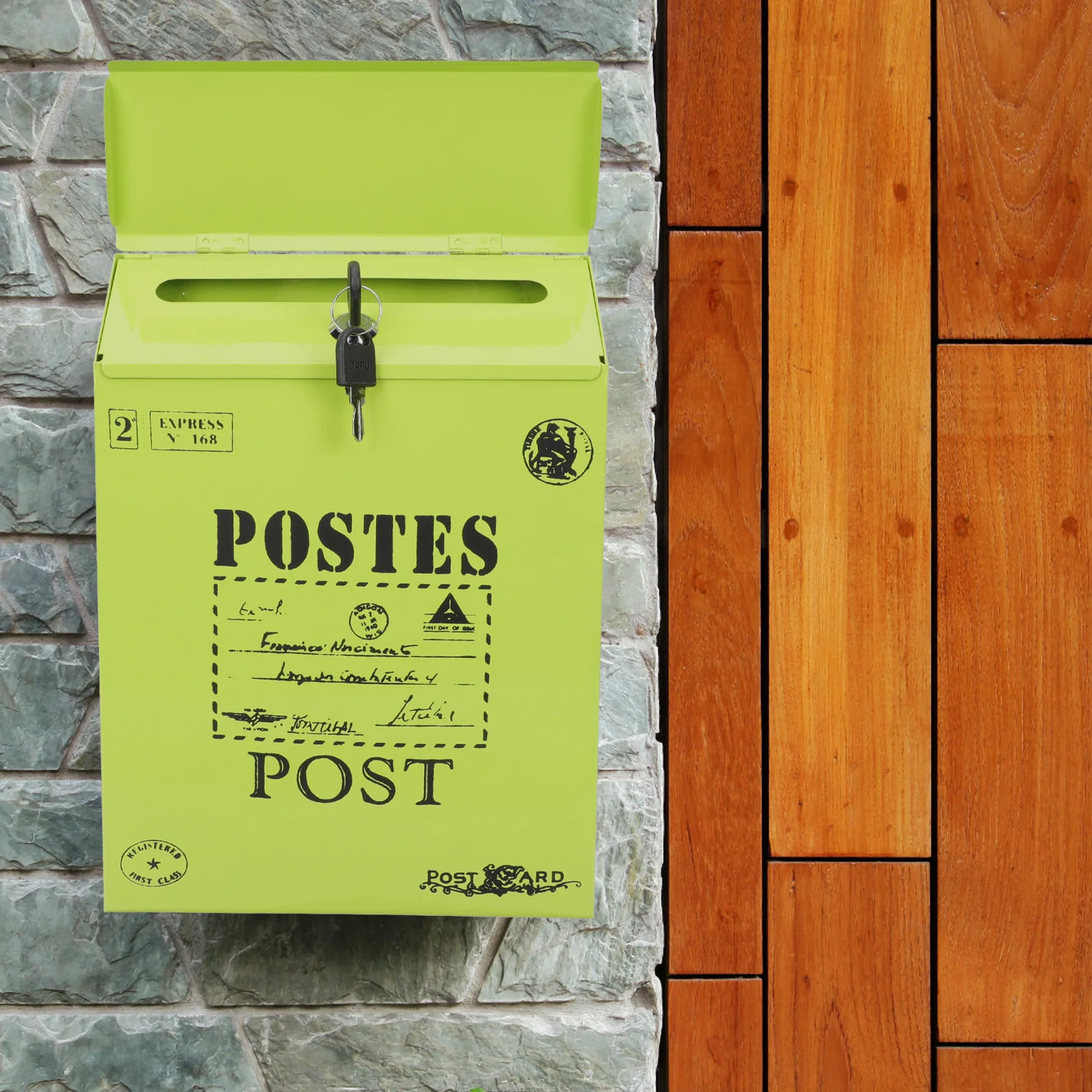 American Style European Mailbox Office Wall Mounted Locking Iron Boxes with Key