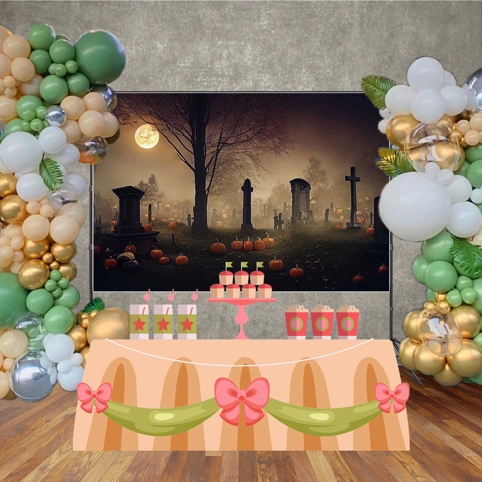 MOON.QG Horror Mansion Halloween Photography Backdrop Lanterns Cemetery Ghost Castles Photo Background Photozone Photo Booth