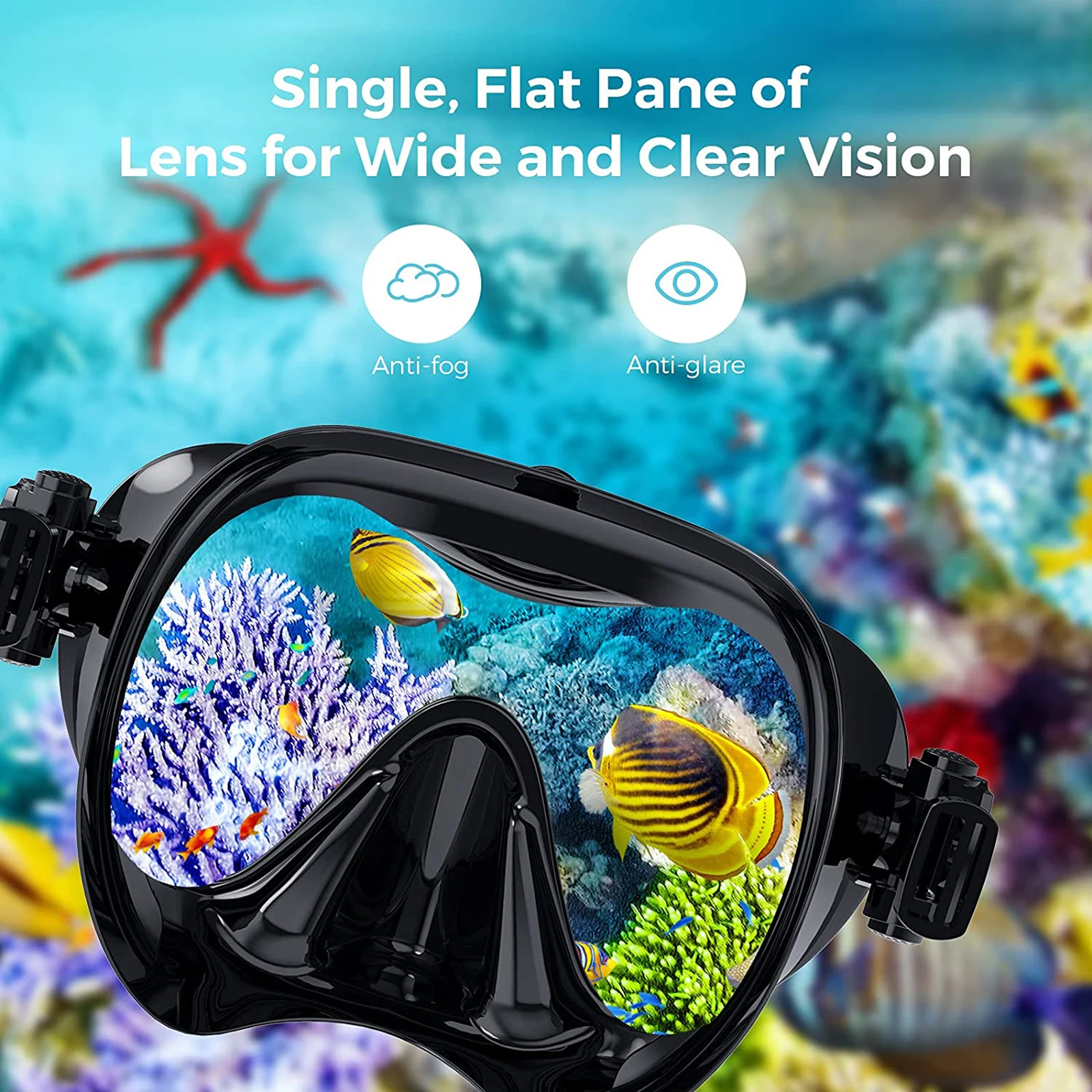 

Diving Goggles Snorkelling Set for Adult Tempered Lens Dive Underwater Glasses
