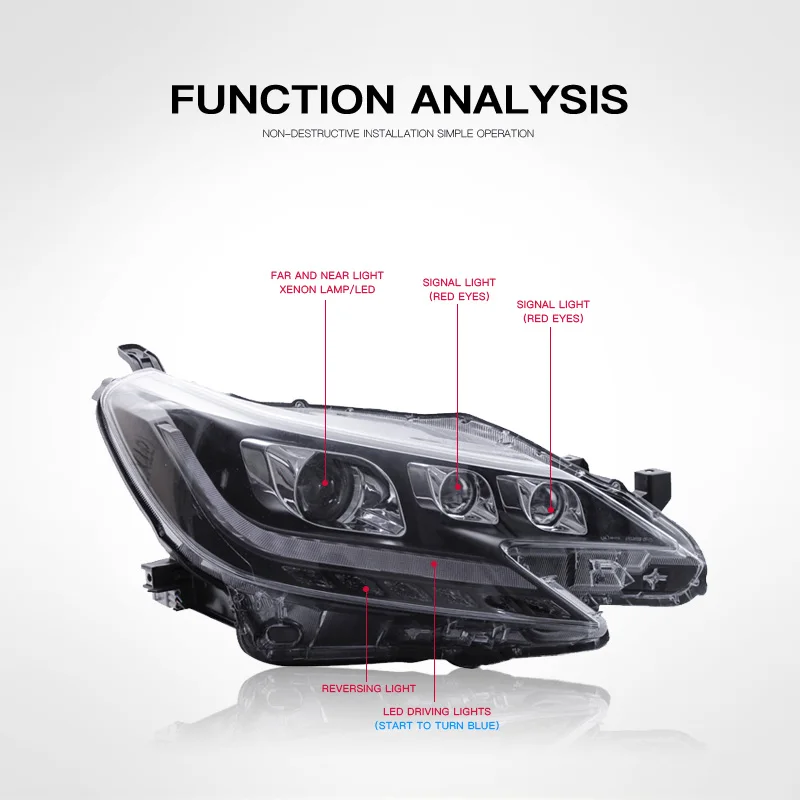 Car Lamps for Toyota new Mark X headlight assembly 2014-2019 year modified LED daytime running light flowing turn signal