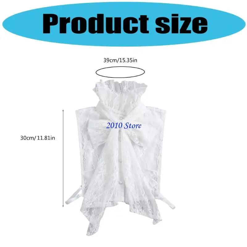 F3MF طوق أنيق قابل للفصل على شكل زهرة من الدانتيل وياقة مكشكشة وياقة عالية الرقبة #6