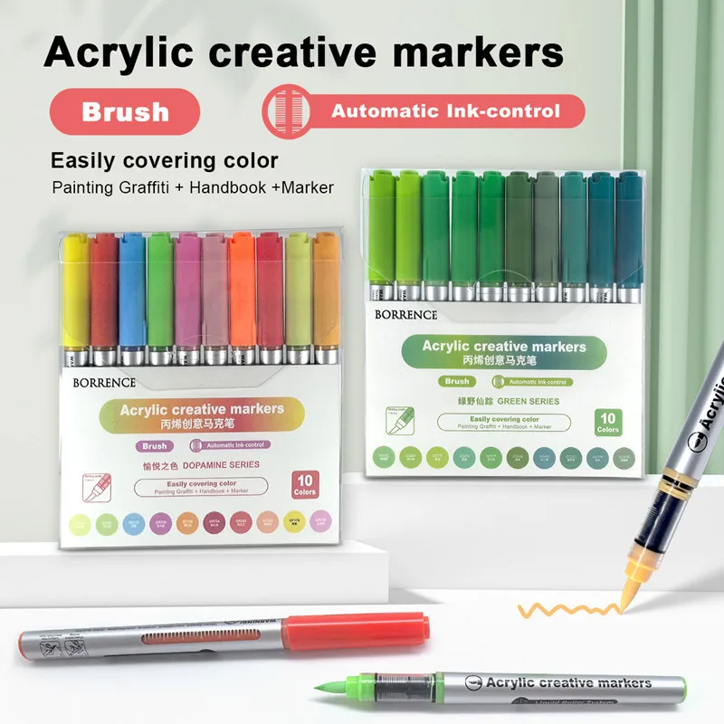 

10/120 Colors Direct Liquid Acrylic Colors Markers Pen DIY Drawing for Christmas Stationery Office School Art Supplies PK LANGUO