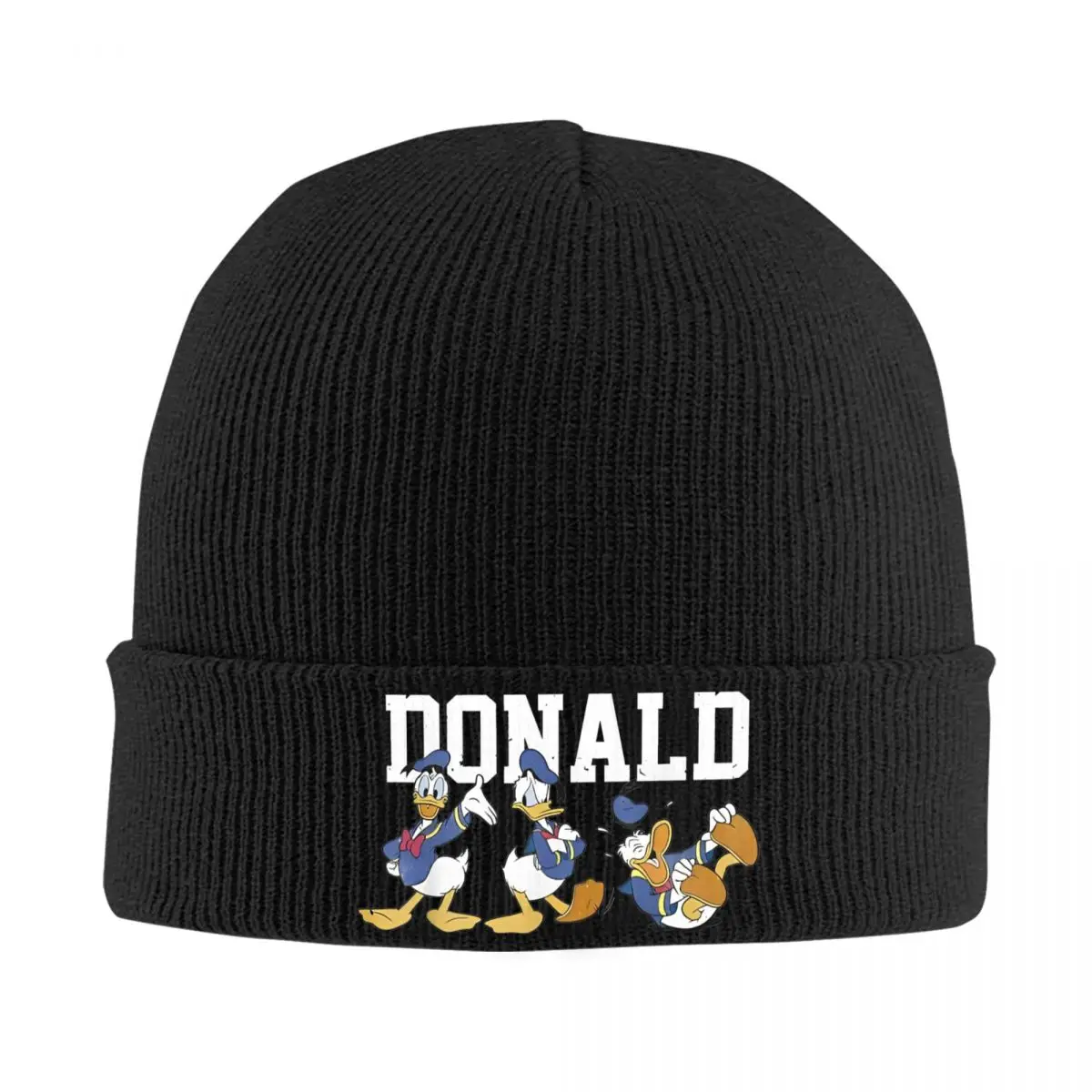 Vintage Cute Donald Cartoon 90s Beanie Hats Funny Donald Duck Bonnet Hats Female Male Gym Knitted Hat Winter Elastic Caps