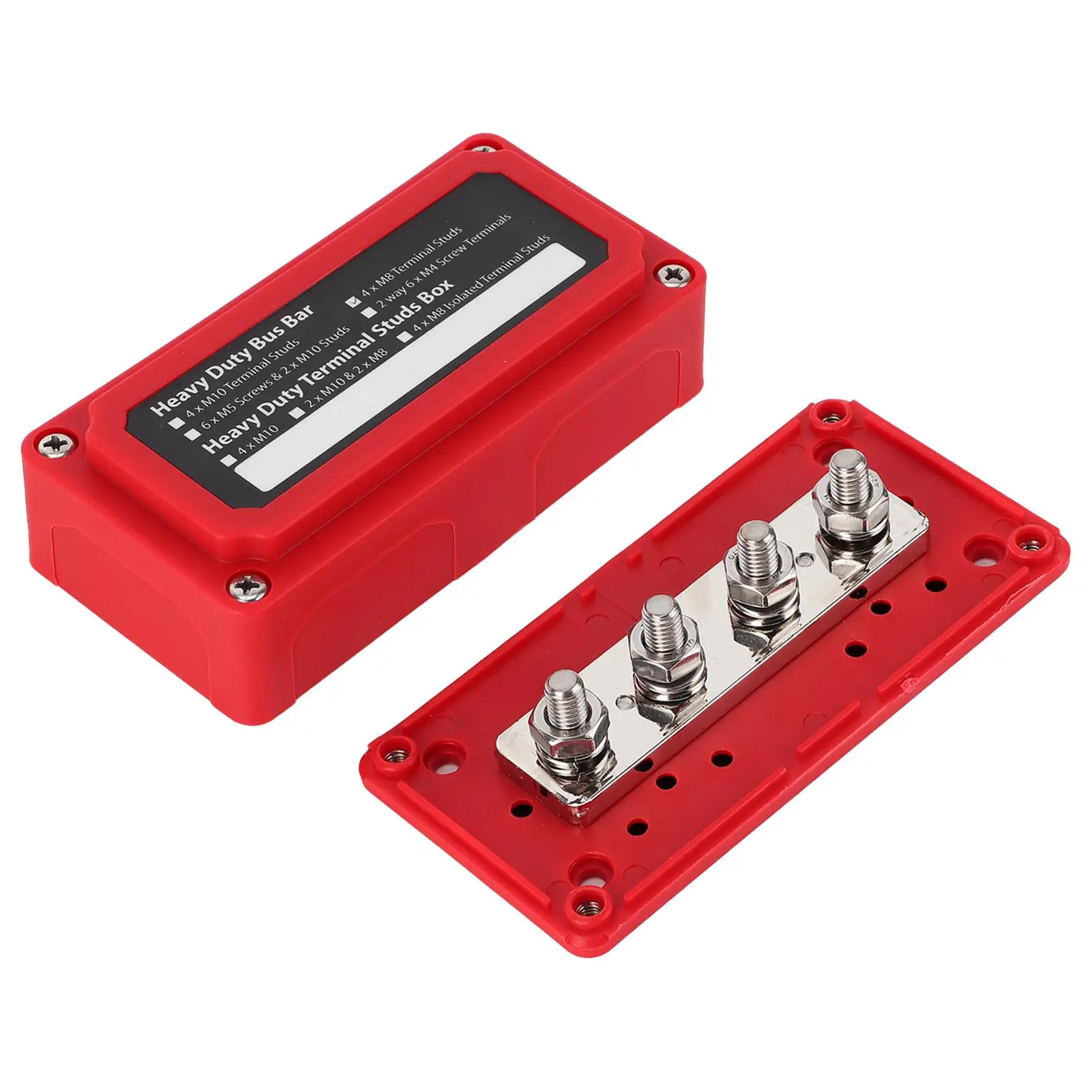 300A Bus Bar Power Distribution Box Terminal Board 48V DC 4 Studs Universal for car Ship Boat RV